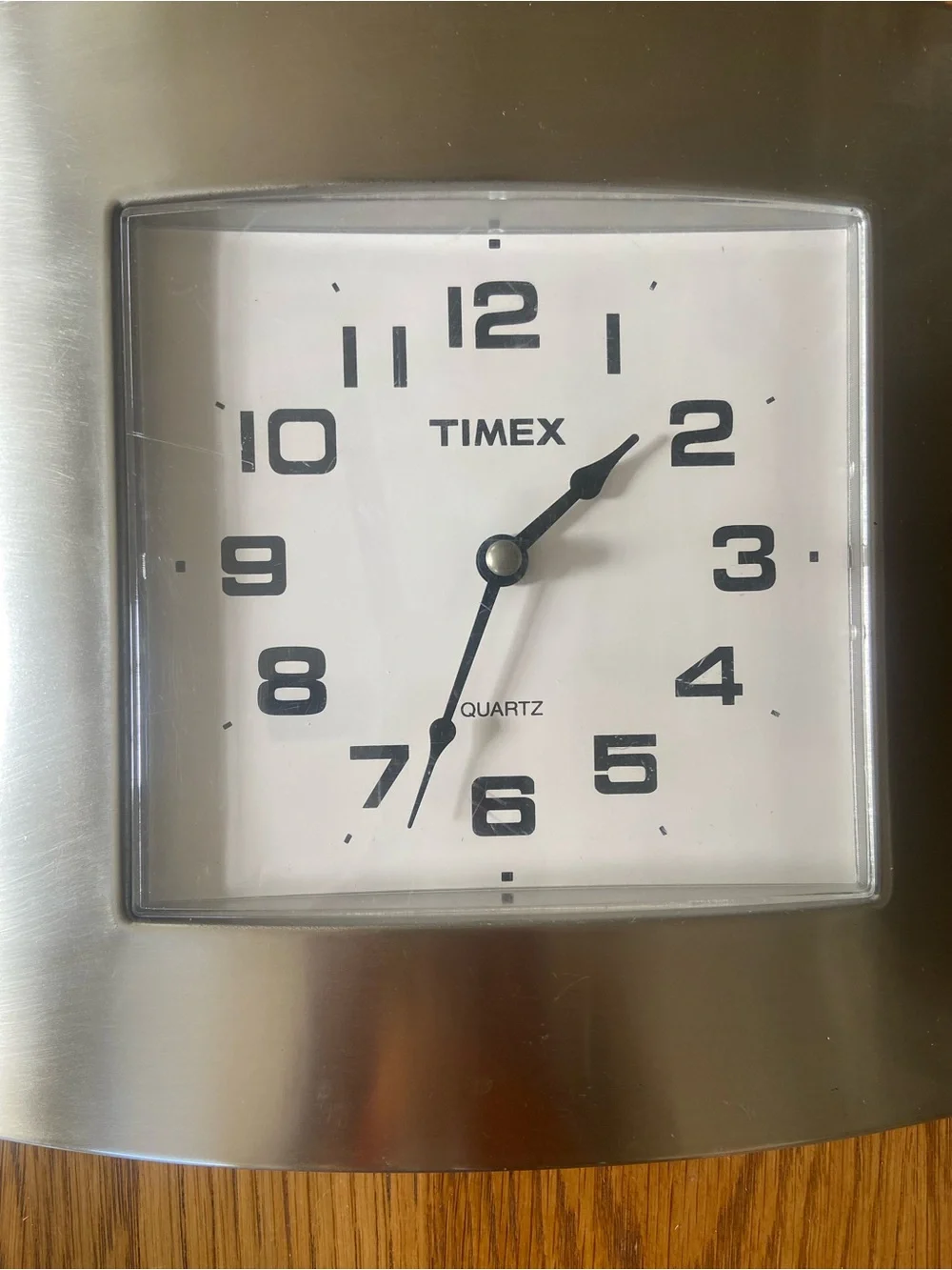Timex Brushed Stainless SteelSquare Wall Clock- Vintage